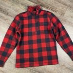 The North Face Fleece Women S Red Black Buffalo Plaid Half Zip Pullover Mock Nec Photo 0