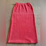 Free People  Women's Midi Ribbed Skirt Vibrant Coral Size Medium Summer Beach Photo 2