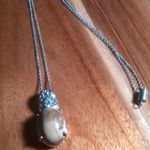 Venus Jasper and Sky Blue Topaz Stainless Steel Pendant Necklace Photo 8