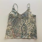 Bishop and Young  Cream Boho Paisley Print Silky V-Neck Tank Top Small Photo 4