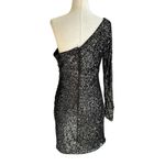 Windsor Black Lined One Shoulder Bodycon Mini Dress Women's Size Large | 75-9 Photo 1