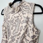 J. McLaughlin  Liz Sheath Dress M Jaguar Neutral Animal Print Faux Suede Autumn Photo 4