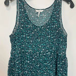 Kirra Women's Sleeveless Ditsy Floral Scoop Neck Sheer Peplum Blue Top Size S Photo 0