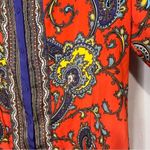 Nicole Miller paisley print button down blouse size large orange purple Photo 3