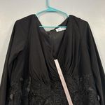 Mac Duggal 67896 Wrap Over Long Sleeve Lace Applique Black Trumpet Gown 16W NWOT Photo 2