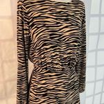 Loft tiger animal print brown and black slinky long sleeve dress size 4 petite Photo 2