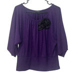 B. Wear Y2K  Purple‎ Sparkle Blouse XL Flower Applique Party Top Women's Photo 0