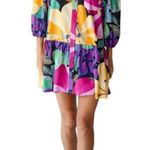 Hudson Gray  Dress Women S Floral Peplum Drop Waist Button Up Colorful Spring Photo 4