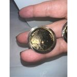 Head Vintage Faux Gold Tone Indian  Coin Clip Earrings Photo 2
