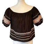 Love Shack Fancy FRIDA OFF THE SHOULDER ROMANTIC EMBROIDERED BLACK SHIRT TOP S Photo 3