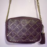 Michael Kors Ginny Grommeted Leather Mini Crossbody Bag Matching Wallet Damson Photo 1