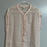 Eileen Fisher  Light Pink Linen Blend Sheer Swimsuit Coverup Top Size Medium Photo 6