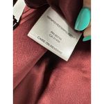 BCBG Max Azria Burgundy Satin Babydoll Wrap Flutter Sleeve Blouse Size Small Photo 3