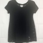 led Short Sleeve Lace Black Ruffle Top Size S Photo 0