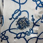Oscar de la Renta VTG Expressions Woman's Sz 10 White & Blue Rope Satin Blouse Photo 1