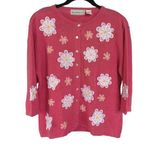 American Vintage Vintage Bubblegum Baby Pink Daisy Floral Grandma Cardigan Sweater Cottage Large Photo 0