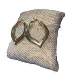 Gold Tone Open Heart pierced earrings lever back 1" Photo 1