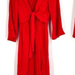 Top Shop Women's Snake Print‎ Tie Front High Split Side Midi Dress Red Size 8 Photo 0