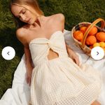 American Threads  - Darla Gingham Strapless Twist Front Babydoll Mini Dress Yellow Photo 0