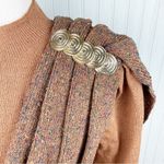 Vintage 80s 90s Viana Knits Brown Tan Sweater Gold Button Attached Fringe Scarf Size undefined Photo 4