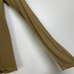 Enya Costa Long Sleeve Top Womens Size XS/Small Tan Ribbed Knit V Neck Fitted Brown Photo 4