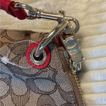 Coach Authentic Signature Crossbody Bag New tag Khaki/Red Photo 9