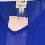 Pink Owl  medium women’s royal blue sheer tank lace crochet bottom trim Photo 4