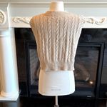 Romwe Crop Cable Knit Sweater Light Tan V Neck Womens Small Photo 3