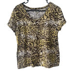 Chico's Zenergy Women's Size 2 Medium Cheetah Animal Print Short Sleeve Shirt Photo 0