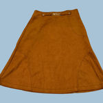 Marc New York  Faux Suede A-Line Skirt Brown Tan Gold Accent - Medium Photo 0