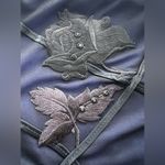 Tadashi Shoji Tadashi Vintage 1990 Rhinestone Embellished Maxi Dress navy blue mesh cowl back Photo 5