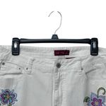 D. Jeans White Denim Floral Embroidered Hi Jeans Women Size 10 Straight Leg Boho Flower Photo 3