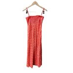 Solid & Striped  Willow Floral Midi Dress Smocked Candy Red Watermelon Large L Photo 5