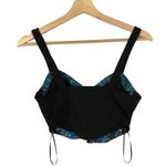 ZARA Jacquard Bustier Blue & Black Printed Crop Top S Photo 3
