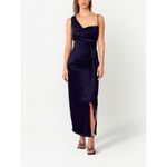 NICHOLAS Senda Asymmetric Gown in Midnight 0 New Womens Satin navy Long Dress Blue Photo 12