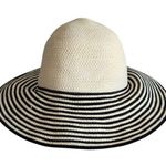 Target Wide Brim Packable Sun Beach Hat Cotton Cream & Black Striped Photo 0