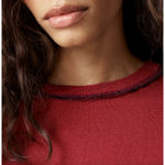 J.Crew Carolyn Embellished Fitted Crewneck Sweater Merino Wool Burgundy M NWT Photo 1