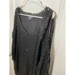 Women’s Sequin Black Blouse 18 20 Cold Shoulder NYE Party Holiday Cocktail Plus Photo 1