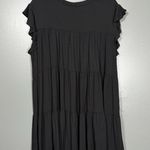 Alya  Women's Black Minimalist Boho Tiered Mini Dress - Size Small - Casual Goth Photo 5