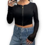 Arden B Vintage . Black long sleeve zip up top Photo 1