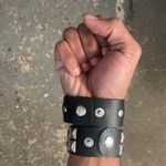 2 Pcs Set “ The Believe Studded Punk Bracelet Goth Pack “ Black Photo 4