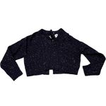 John + Jenn Blue Speckled Tie-Back Long Sleeve Cropped Sweater Photo 3