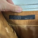 All Saints Tan Black Suede 100% Leather Button Front Pencil Skirt Size 4 Photo 3