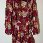 Reformation  Red Floral‎ Print Long Sleeve Mini Dress Women's Size 2 Photo 0