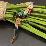 Vintage Unsigned Enamel Parrot Bird Brooch NOS Red Photo 2