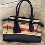 Coach Candace Legacy Red Navy and Cream Striped Women's Bag EUC Photo 4
