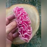 Vintage pink polka dot chiffon ruffle spring clip hair bow Photo 6