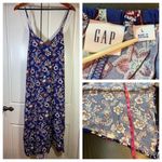 Gap  Dress Womens Large Blue Floral Handkerchief Midi Cami Rayon Adjustable Slits Photo 1