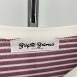 Brigitte Brianna Sexy Modest Mauve Cream Striped Ruffle Sleeve Sweatshirt Large Purple Photo 8