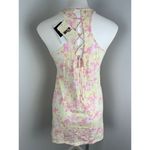 Miken Swim Yellow Pink Tie Dye Gold Beach Print Swim Cover Up Small Photo 4